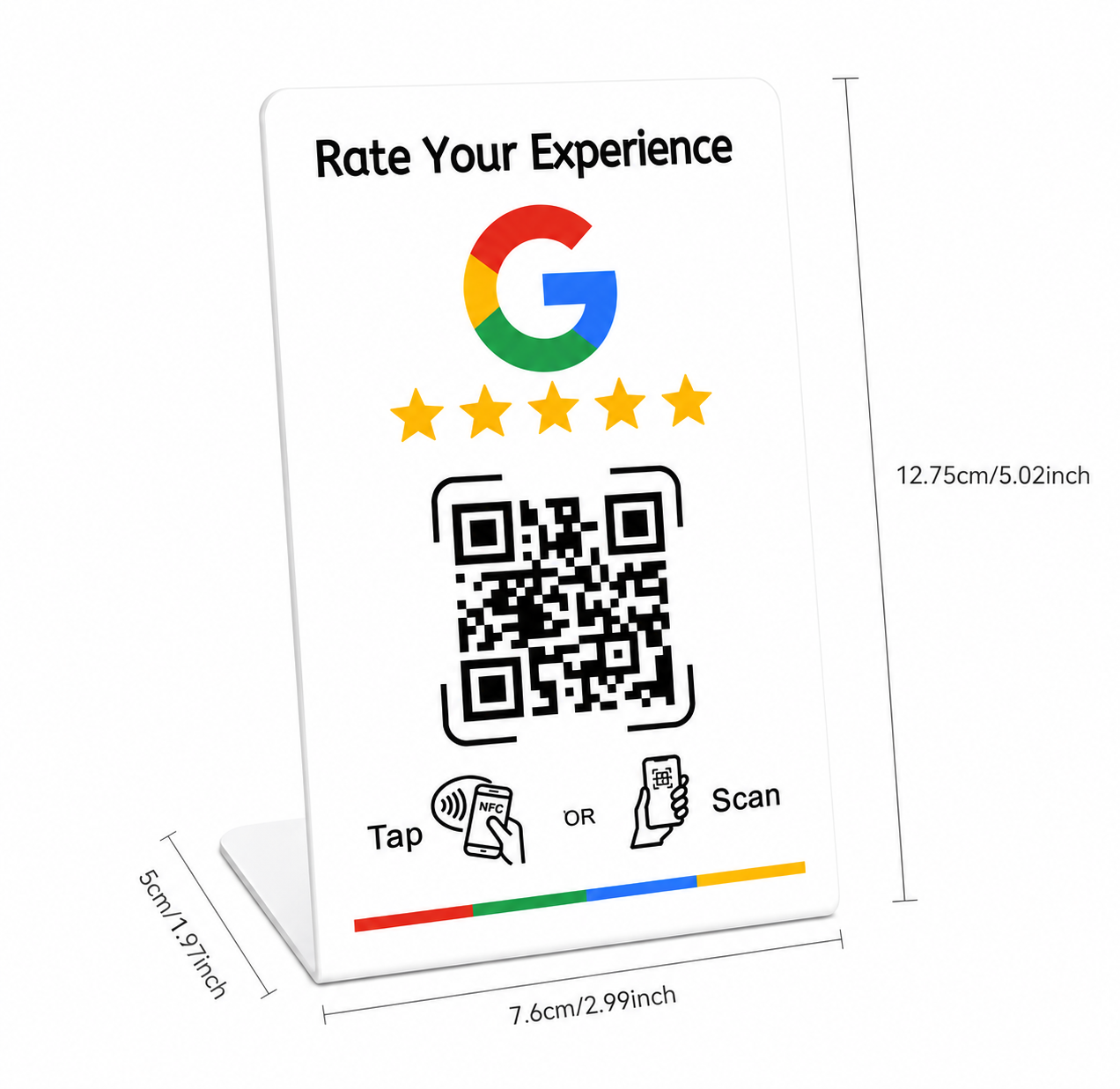 Small white review card dimensions
